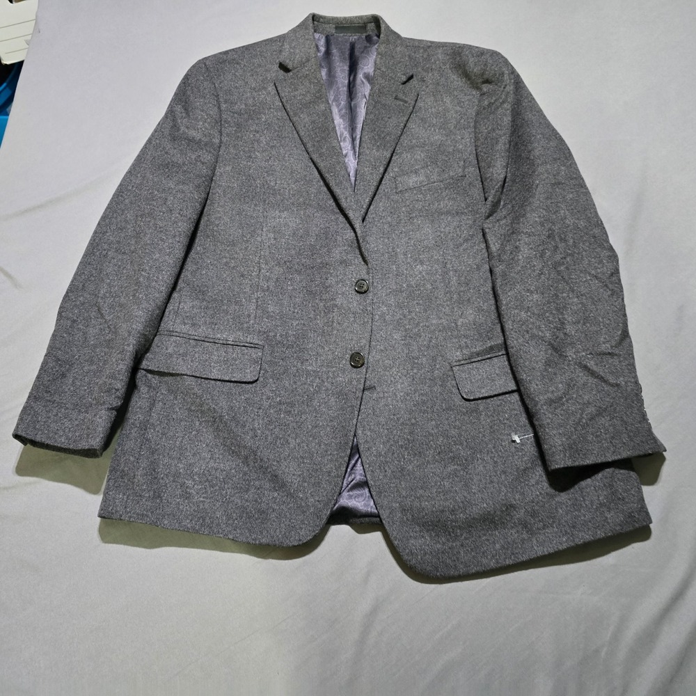 Lauren Ralph Lauren Blazer Mens 46L Grey Wool Silk Cashmere 2 Button Sport Coat